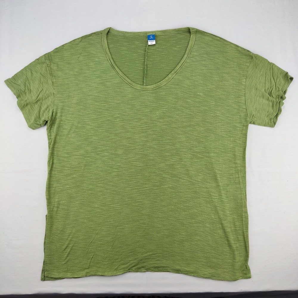 Old Navy T-Shirt Women M Petite Green Luxe Slub Knit Scoop Neck Short Sleeve Tee